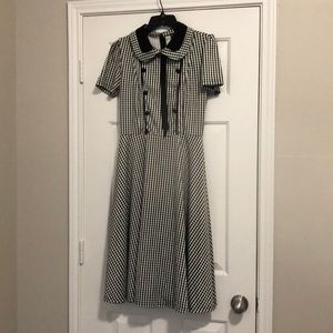 Checkered A Line collar dress